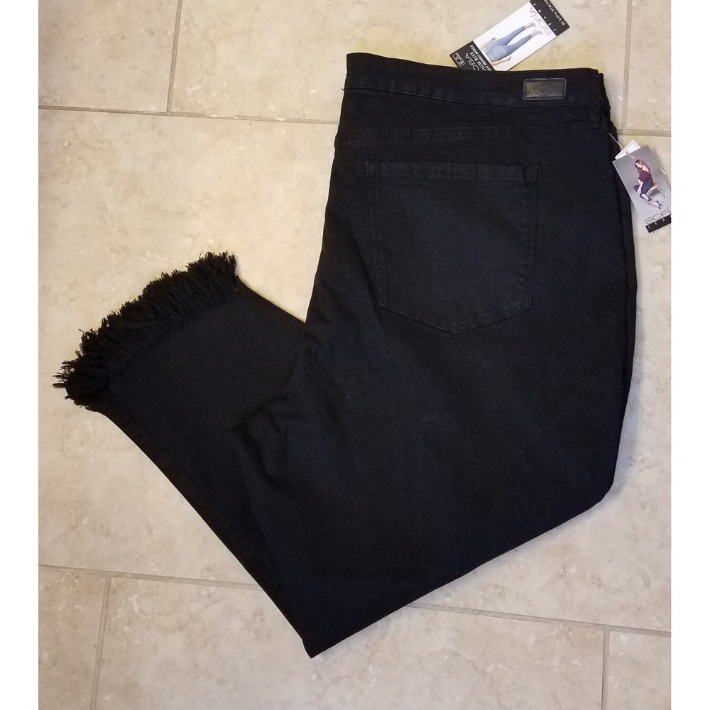 Sofia‎ Vergara Jeans Rosa Highrise Curvy Skinny Ankle Jeans Distressed Black 26W